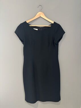 Vintage Women's Black Short-Sleeve Midi Sheath Dress | made in Canada